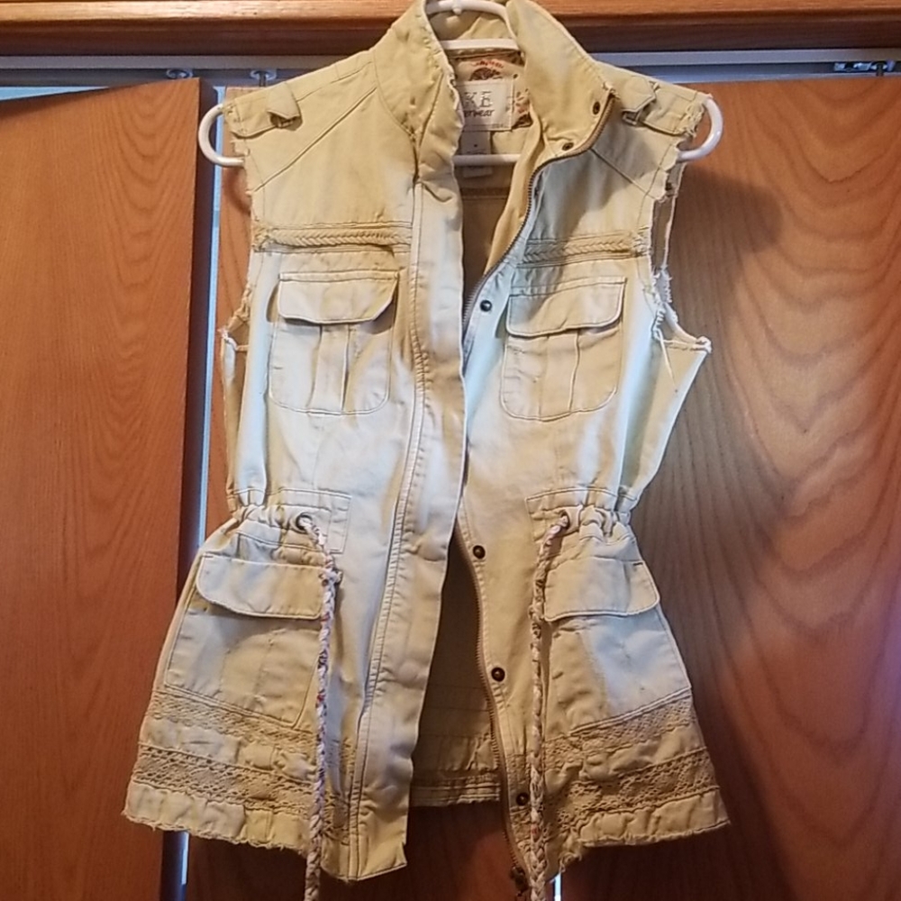 Khaki colored denim vest